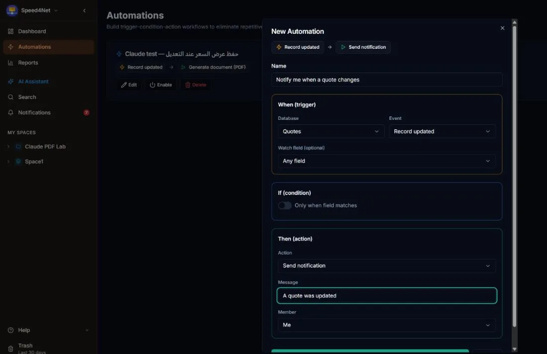 Creating an automation